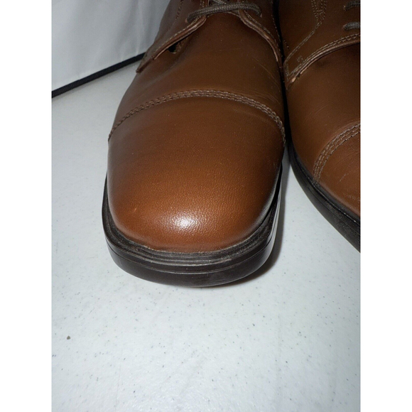 New wo box Men\'s Clarks Clarkslite Cap Toe Oxford Tan Leather Dress Shoes 12M